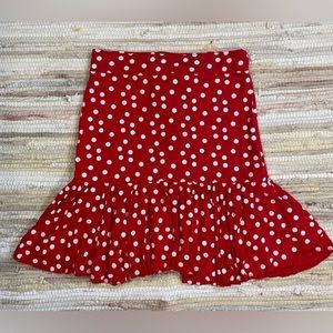 Prettylittlething Red With White Polka Dot Mini Skirt Size 4
